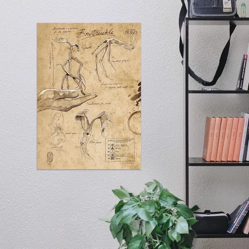 Vista 4 de MIGHTYPRINT Animales fantásticos y dónde encontrarlos - Cuaderno de bocetos Bowtruckle - Arte de pared duradero de 17 x 24 pulgadas, no hecho