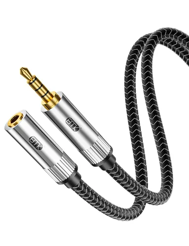 Vista 7 de EMK Cable de extensión estéreo macho a hembra de 1/4 pulgadas (0.250 in) chapado en oro de 1/4 pulgadas (0.250 in) - Cable de extensión