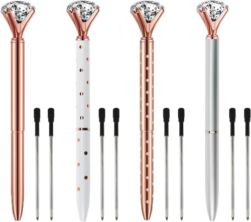 Vista 10 de Oddmoal Bolígrafos de diamantes divertidos y elegantes para mujer, bolígrafos de metal brillante, tinta negra, 12 unidades (colores mezclados)