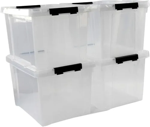 Vista 5 de Ggbin Caja de almacenamiento de plástico transparente de 50 cuartos de galón con tapa, 4 paquetes.