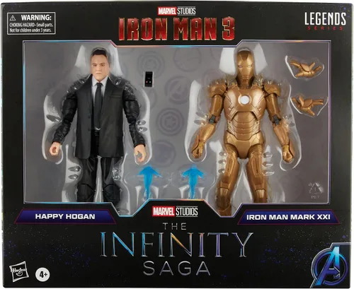 Vista 2 de Hasbro Marvel Legends Series - Paquete de 2 juguetes de acción Happy Hogan y Iron Man Mark 21, personajes de la saga infinita, diseño premium, 2