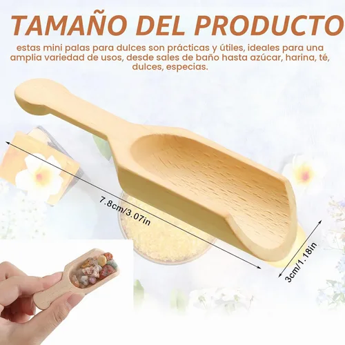 Vista 2 de Dandat Paquete de 100 mini cucharas de madera pequeñas de bambú para tarros