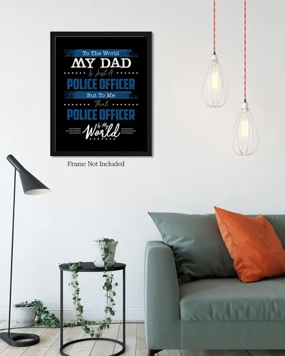 Vista 7 de To The World My Dad - Law Enforcement Prints - Police Officer Gifts from Son or Daughter - Police Hero Gift - Police Officer Wall Decor - Child Gift