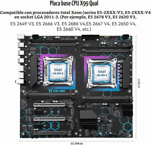 Vista 2 de X99 Placa Base de CPU Dual Intel LGA 2011-V3 para Procesador de Serie Xeon E5 V3/V4