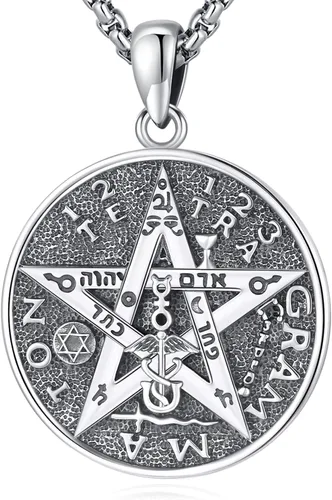 Vista 249 de Collar de pentagrama de plata de ley con triple luna, diosa celta, nudo celta, nudo de brujas, Ankh, sol y luna, Hécate, lilith, Santa Muerte