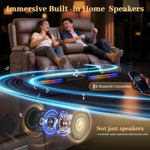 Vista 50 de Sofá de Dos Plazas Reclinable, Sofá Reclinable de Masaje con Gran Capacidad de Peso, Silla de Dos Plazas para RV en Liquidación con Consola, USB