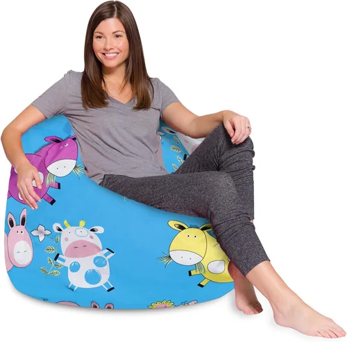Vista 37 de Posh Beanbags - Sillón puff XL, 48 pulgadas, tela de lona para colorear - Mundo divertido Azul Rey Sólido