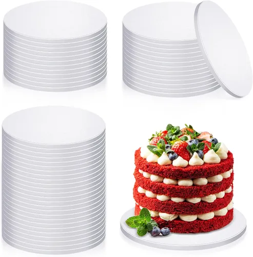 Vista 8 de Bokon Tableros redondos para tartas de 12 pulgadas, 50 piezas, color blanco