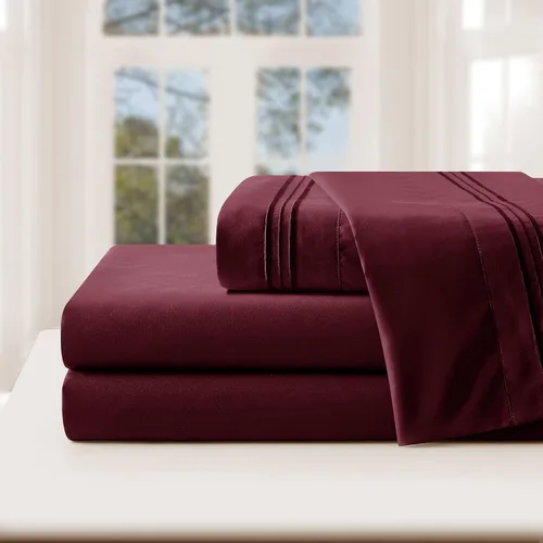 Vista 40 de Manyshofu Juego de sábanas de tamaño individual con bolsillos extra profundos, sábanas y fundas de almohada de 1800 hilos de lujo para hotel, juego