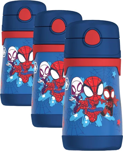Vista 14 de Thermos Bebé 10 oz. Botella de acero inoxidable con popote emergente, coches