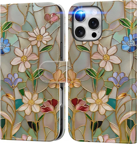 Vista 12 de DEENAKIN Funda tipo cartera para iPhone 15 con tarjetero + clip para efectivo, bloqueo RFID, protección contra caídas de grado militar y obras