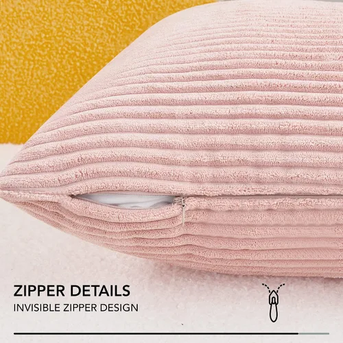 Vista 5 de Deconovo Fundas de Almohada Decorativas de Pana, Juego de 2 Fundas de Cojín Decorativas Suaves, Lavables a Máquina con Textura para Sofá, Sillón
