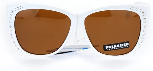 Vista 2 de SA106 Gafas de sol polarizadas de 2.165 in que se ajustan sobre OTG Butterfly Rhinestone Diva