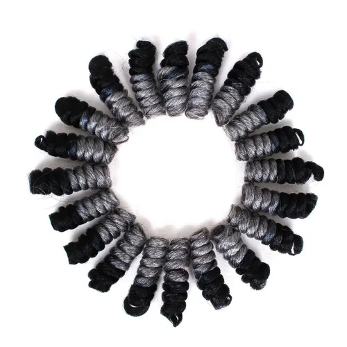 Vista 30 de Saniay - 3 paquetes de trenzas de ganchillo cortas trenzadas de ganchillo con espiral, rizos con espiral jamaicana, 20 mechones por paquete