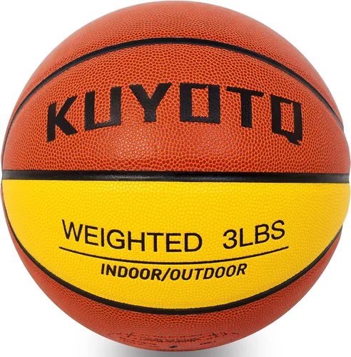 Vista 17 de KUYOTQ 3LBS/3.3LBS/2.2LBS Weighted Heavy Training Basketball 29.5/28.5" in and Outdoor Improving Handling Dribbling Passing Rebounding Skill Negro