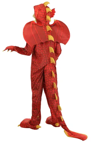 Vista 2 de Disfraz Deluxe de Dragón Rojo para Adulto Multicolor