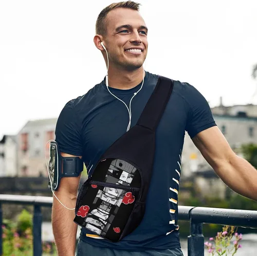 Vista 2 de VERSAINSECT - Bolsa ssbody con impresión de anime, multifunción, auriculares inalámbricos, auriculares con cancelación de ruido