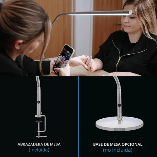 Vista 4 de Daylight Company, LLC U35108 Lámpara de mesa Slimline 3 - LED - CRI de 80 - Cuidado de los ojos - 4 niveles de brillo, 3,000 LUX a 30 cm, 1,065