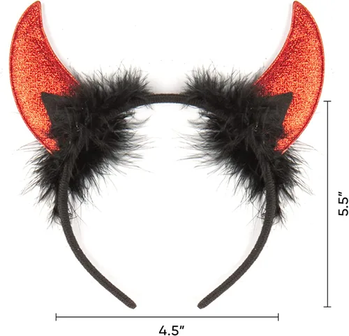Vista 7 de Funcredible Devil Horns Headband Glitter Devil Ears Headband Devil Costume Accessory Halloween Accessories