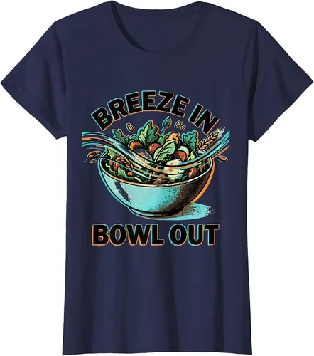 Vista 12 de Breeze In Bowl Out Breezy Bowl Design T-Shirt White