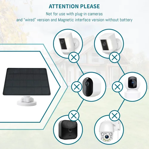 Vista 5 de Panel solar de 8 W compatible con cámara de batería recargable, para cámara de seguridad al aire libre, cargador solar de cámara de 5 V, impermeable