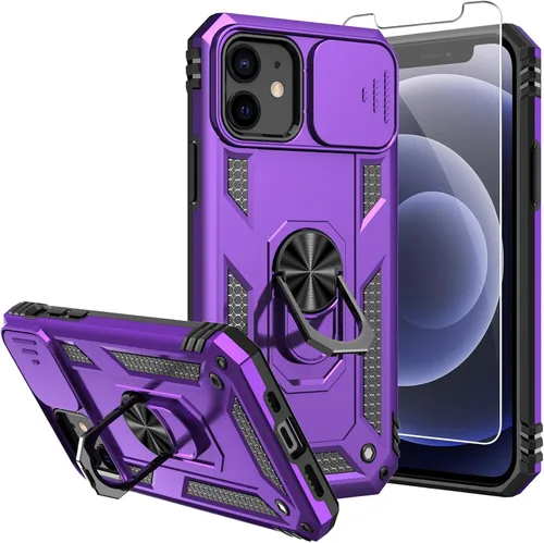 Vista 8 de Funda para iPhone 12, con protector de pantalla y funda para cámara, [grado militar] de 16 pies. Funda a prueba de caídas con soporte magnético