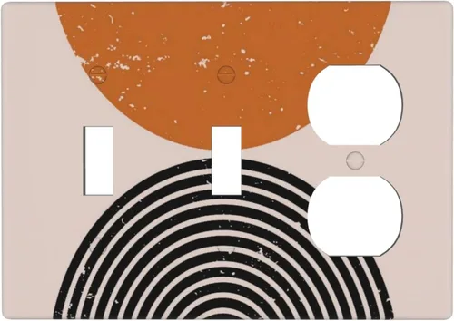 Vista 130 de Taupe Beige Marrón Gris Abstracto Arte 1-Banda Interruptor de Luz Doble de Recepción Placa de Pared Toma Cubiertas Eléctricas Decorativas Modernas