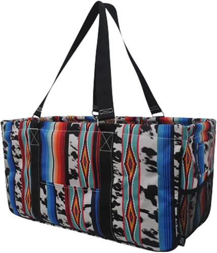 Vista 39 de NGIL Bolsa de comestibles reutilizable extra grande plegable de gran tamaño para comestibles, almacenamiento, picnic, playa, Estampado de vaca