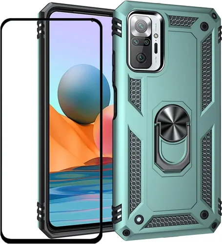 Vista 20 de Funda para Xiaomi POCO X3 NFC /X3 Pro con protector de pantalla, armadura de protección militar híbrida resistente a prueba de golpes, funda Negro