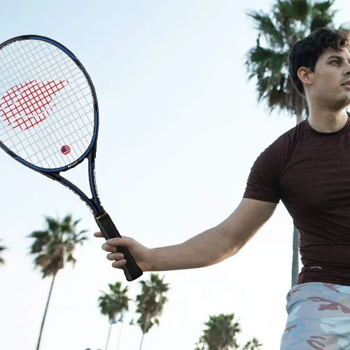 Vista 7 de Raqueta de tenis para 2 jugadores para adultos, perfecta para jugadores principiantes y profesionales, raqueta de tenis de velocidad de 27 pulgadas