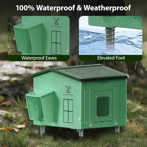 Vista 6 de Casa grande e indestructible para gatos con calefacción para exteriores, extremadamente impermeable y resistente a la intemperie, casa para gatos al
