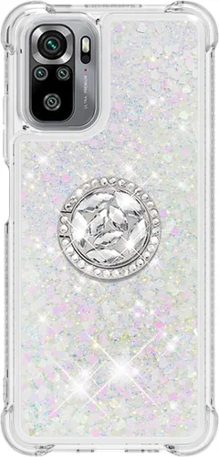 Vista 2 de CCSmall para Xiaomi Redmi Note 10 4G Glitter Case para Mujeres LSZ Colorido Linda cubierta de teléfono de TPU suave y transparente con anillo