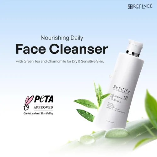 Vista 4 de Refinee Limpiador facial nutritivo diario de té verde y manzanilla para hombres y mujeres, reversión de la edad, purifica, suaviza y nutritiva