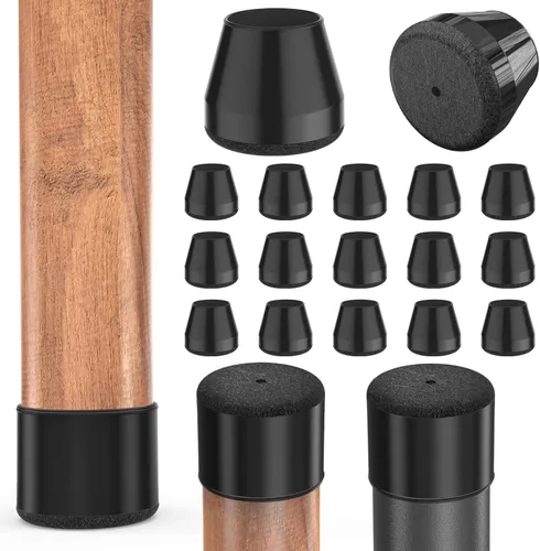 Vista 11 de Protectores cuadrados pequeños de silicona para patas de silla con fieltro envuelto, tapas negras para patas de muebles, antiarañazos antiruido, 16