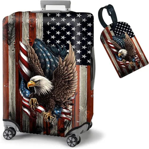 Vista 15 de FUYOCWE Fundas de equipaje para maleta, aprobadas por la TSA, protector elástico lavable para maleta, se adapta a accesorios de viaje de 19 a 32