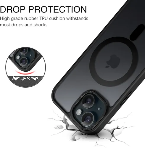 Vista 2 de BENTOBEN Compatible con iPhone 15 Plus, Funda de teléfono magnética translúcida mate delgada a prueba de golpes [Compatible con MagSafe] Funda