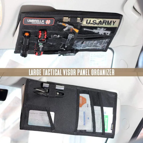 Vista 3 de WYNEX Organizador de visera de coche, panel plegable MOLLE, apto para Negro