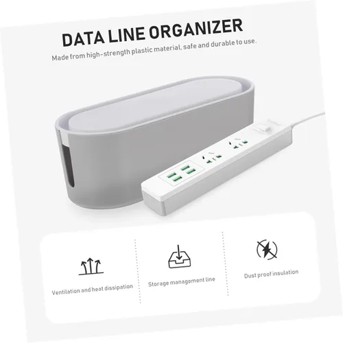 Vista 7 de Caja organizadora de cables y soporte de almacenamiento de cables, diseño de disipación de calor, evita el acceso de mascotas, multiusos, simple Gris