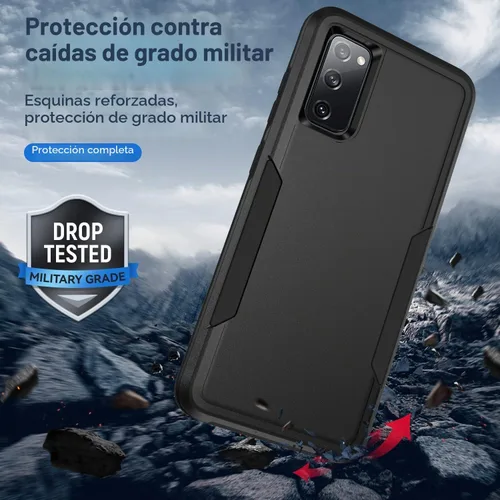 Vista 6 de Samung S20 FE 5G - Funda protectora para Samsung Galaxy S20 FE 5G, con protector de pantalla [probada contra caídas de grado militar], funda Negro