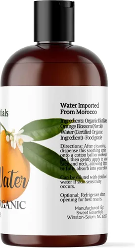 Vista 2 de Agua orgánica de azahar marroquí (Neroli) de primera calidad 4 onzas importadas de Marruecos Grado alimenticio Embalado con antioxidantes