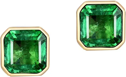 Vista 2 de Lanmi - Pendientes de oro blanco amarillo de 14 quilates con diamantes naturales para mujeres y niñas