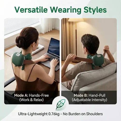 Vista 5 de Masajeador inalámbrico de cuello y hombros con calor, masajeador Bionic 4D de tejido profundo de espalda, diseño manos libres para relajación