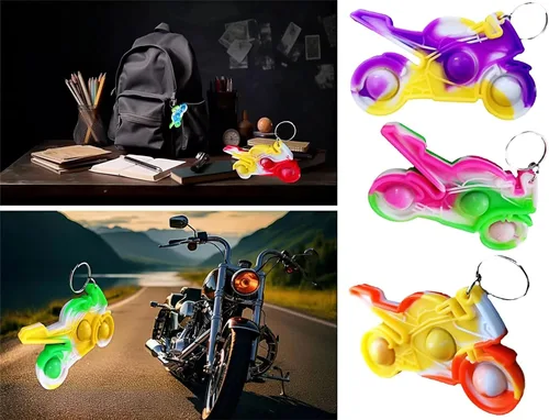 Vista 6 de Paquete de 30 mini juguetes sensoriales a granel para aliviar la ansiedad, regalos de fiesta para el aula, formas de motocicleta deportiva