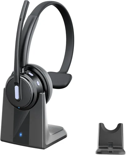 Vista 8 de Auriculares inalámbricos con micrófono para trabajo, auriculares Bluetooth Negro