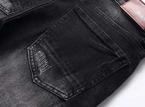 Vista 7 de Liuhond Skinny Slim Fashion - Jeans elásticos de motociclista de Hip Hop con agujeros rectos rasgados.