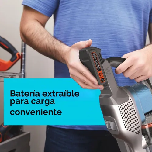 Vista 7 de Black+Decker Aspiradora inalámbrica, Powerseries Extreme, Aspiradora de palo recargable, cabezal intercambiable con accesorio para hendiduras
