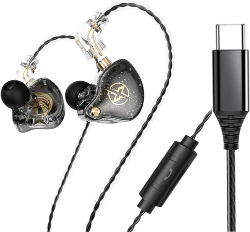 Vista 18 de FEDAI DX2 - Auriculares con monitor de oído, estéreo de alta fidelidad IEM, auriculares profesionales con aislamiento de ruido, auriculares Negro