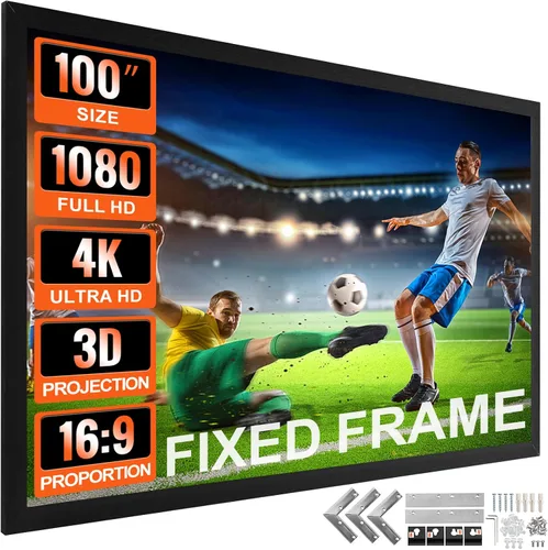 Vista 11 de VEVOR - Pantalla de proyector para exteriores de 110 pulgadas, pantalla de cine 16:9, marco fijo 3D para cine 4K HDTV