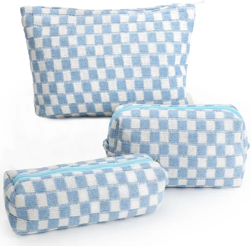 Vista 14 de Juego de 3 bolsas de maquillaje para niñas y mujeres, organizador de viaje, bolsa de aseo de baño, bolsa de almacenamiento de gran capacidad