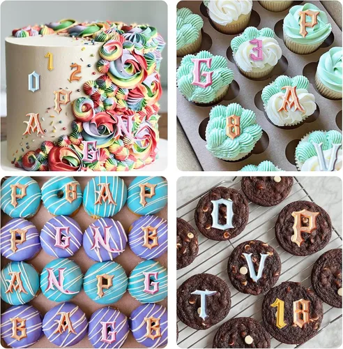 Vista 7 de Moldes de silicona de chocolate, 0-9 números de silicona para fondant para decoración de alfabeto de pastel de cumpleaños